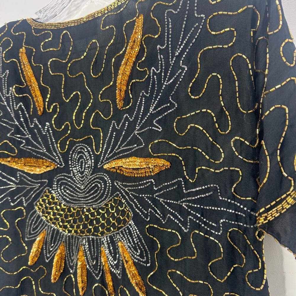 Vintage Laurence Kazar New York Hand Beaded 100% Silk Blouse - Picture 8 of 13